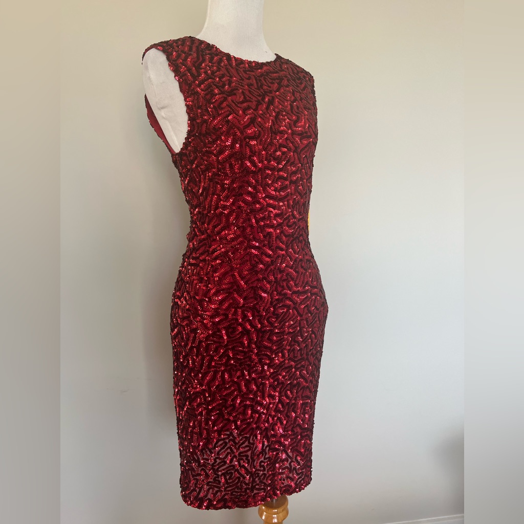 New-Alice + Olivia Sequins Dress Holiday Dress Red New $440